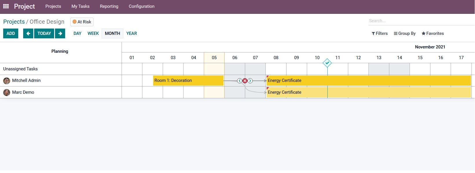 Gérer les tâches dans la vue Gantt du module Odoo Projet Gérer les tâches dans la vue Gantt du module Odoo Projet
